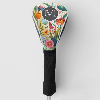 Wildflower Boho Watercolor Golf Head Cover Golf Headcover