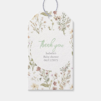 Wildflower botanical baby shower geschenkanhänger