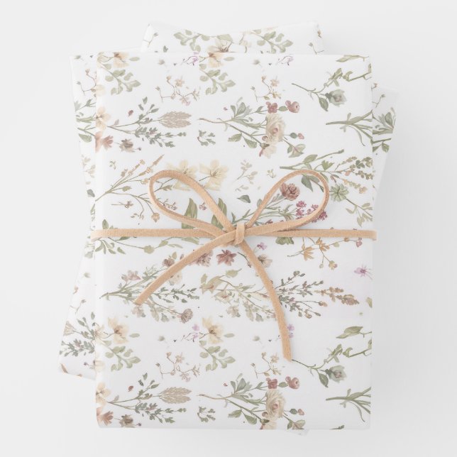 Wildflower botanical baby shower geschenkpapier set (Beispiel)