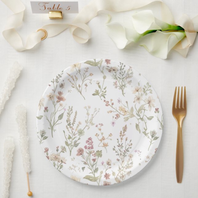 Wildflower botanical baby shower pappteller (Hochzeit)