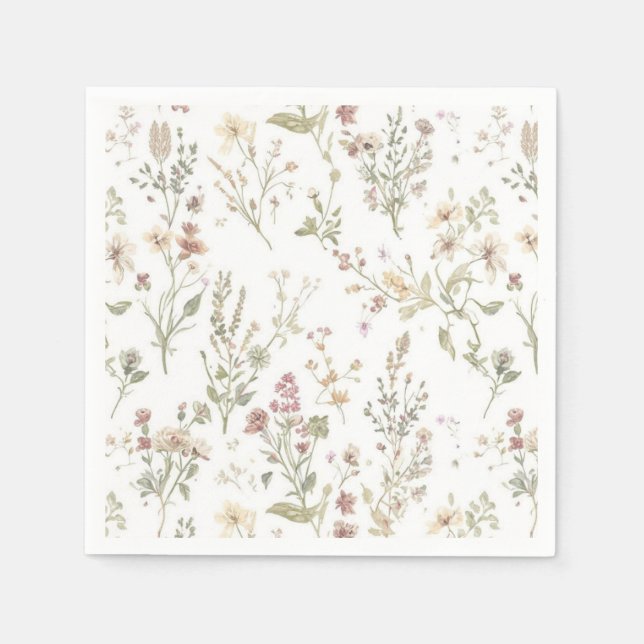 Wildflower botanical baby shower serviette (Vorderseite)