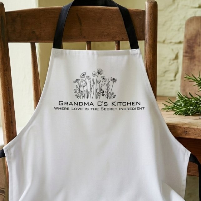 Wildflower Botanical Grandma Kitchen Schürze (Wildflower sketch Grandma kitchen apron)