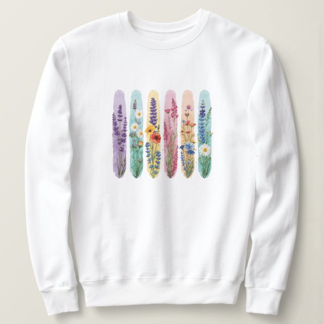 Wildflower Botanical Sweatshirt | Wasserfarben-Flo (Design vorne)