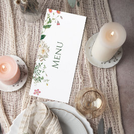 Wildflower Botanical Wedding Menu Card Menükarte