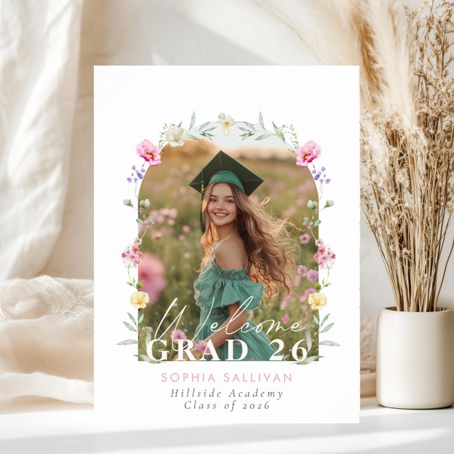 Wildflower Bow Graduation party Photo Welcome Poster (Von Creator hochgeladen)