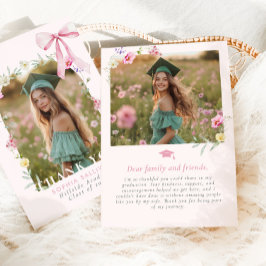 Wildflower Bow Graduation Photo Dankeskarte