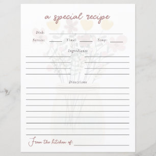 Wildflower-Brautparty-Rezeptkarte
