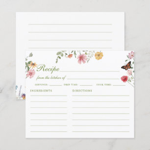 Wildflower-Brautparty-Rezeptkarte