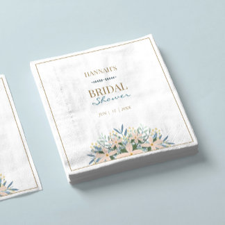 Wildflower Bridal Shower Elegant Name Date Napkins Serviette