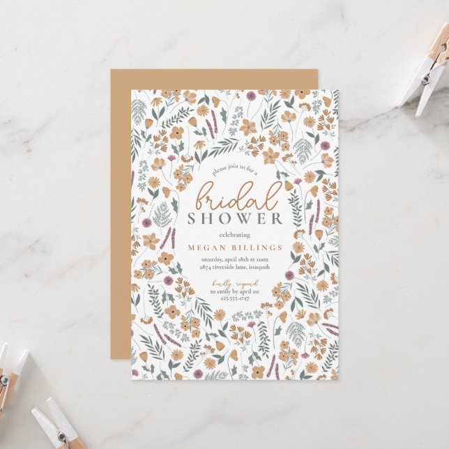 wildflower bridal shower invitation - orange einladung (Vorderseite/Rückseite Beispiel)