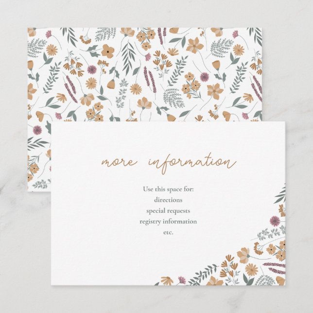 wildflower bridal shower invite insert - orange einladung (Vorne/Hinten)
