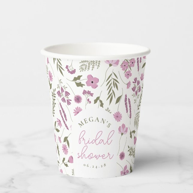 Wildflower Bridal Shower Paper Cups - Purple Pappbecher (Vorderseite)