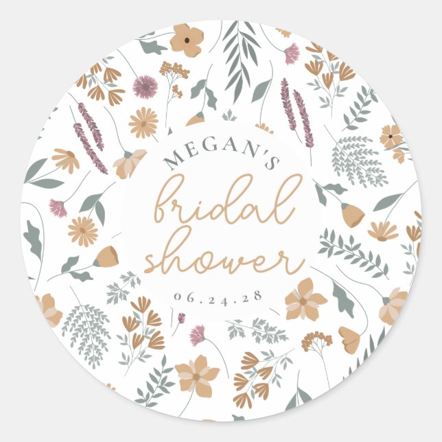 Wildflower Bridal Shower Sticker - Orange (Vorderseite)