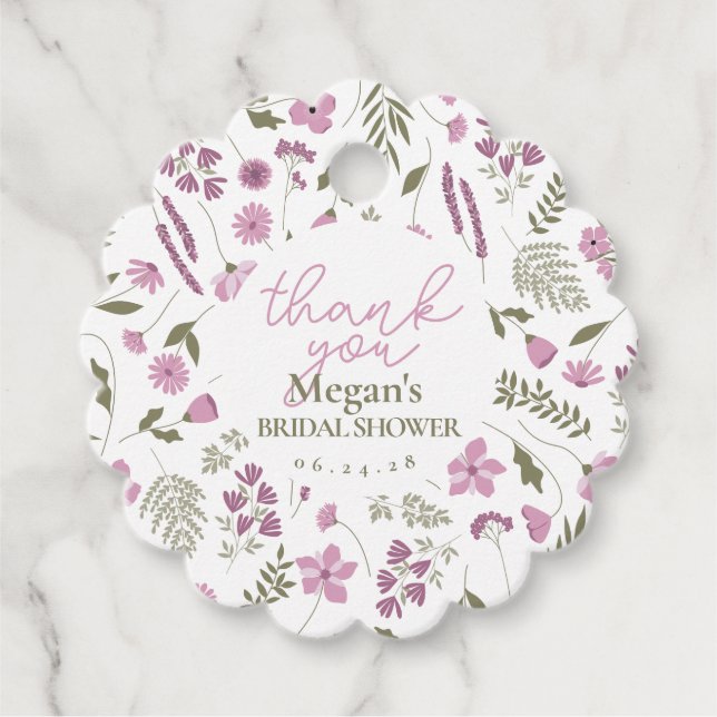 Wildflower Bridal Shower Thank You Tag - Purple Geschenkanhänger (Vorderseite)