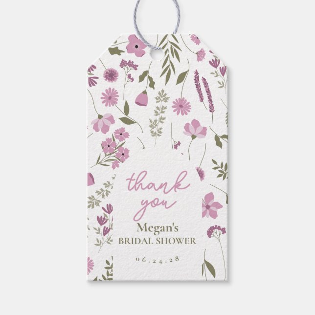 Wildflower Bridal Shower Thank You Tag - Purple Geschenkanhänger (Vorderseite)