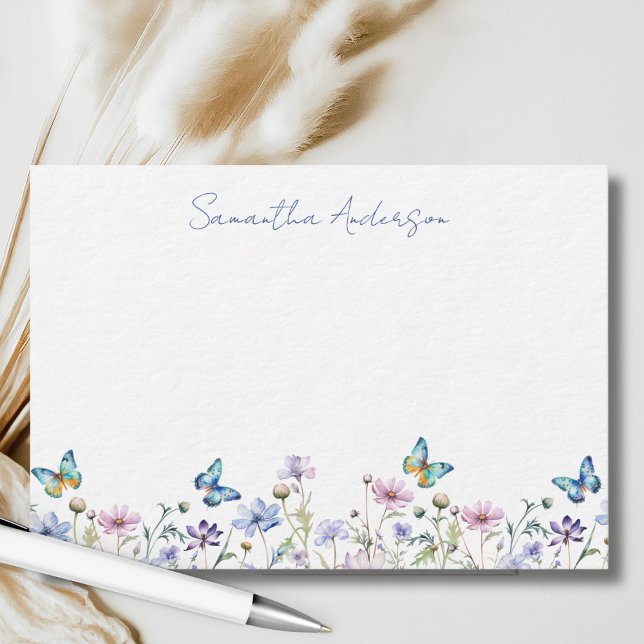Wildflower Butterfly Personalized Flat Note Card Mitteilungskarte (Von Creator hochgeladen)