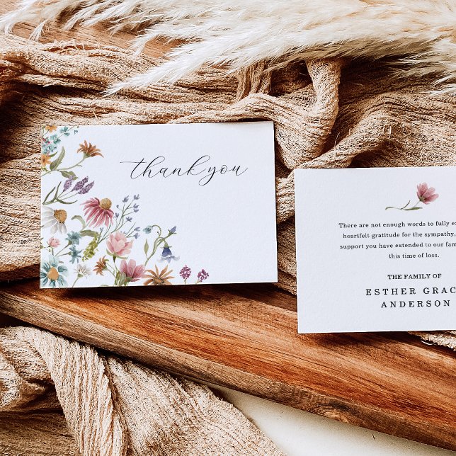 Wildflower Celebration of Life Funeral Thank You Dankeskarte (Von Creator hochgeladen)