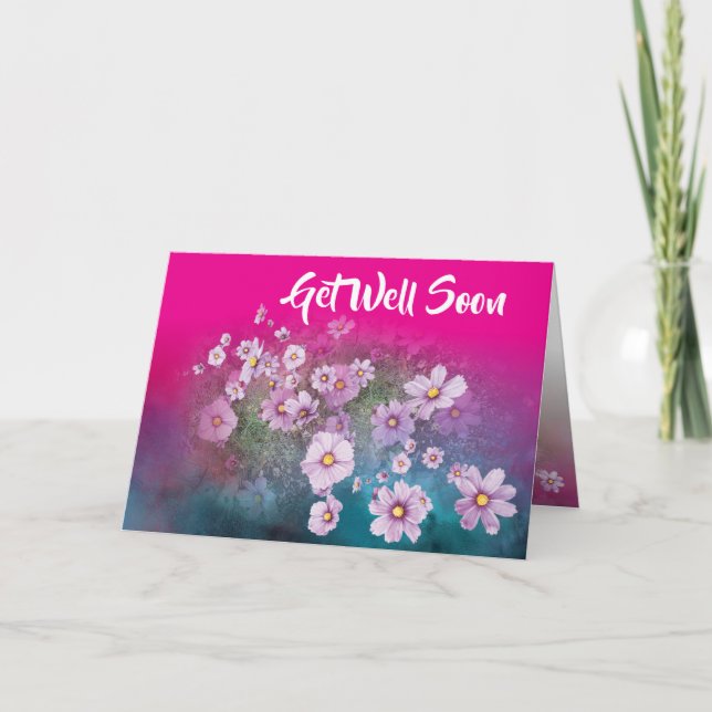 wildflower cosmos pink  get well card  karte (Vorderseite)