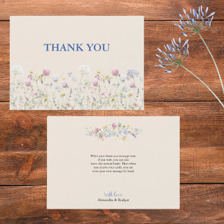 Wildflower Couples Baby Shower Flat Thank You Card Dankeskarte