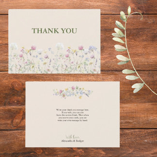 Wildflower Couples Baby Shower Flat Thank You Card Dankeskarte