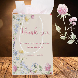 Wildflower Couples Baby Shower Thank You Mittlere Geschenktüte