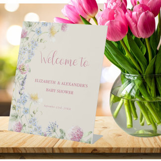 Wildflower Couples Baby Shower Welcome Sockelschild