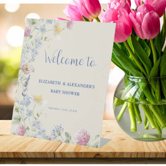 Wildflower Couples Baby Shower Welcome Sockelschild
