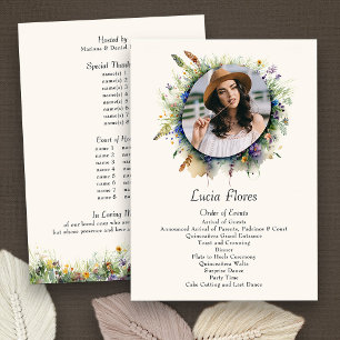 Wildflower-Cowgirl-Foto Rustikale Blumen Quinceane Programm