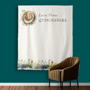 Wildflower-Cowgirl-Western-Quinceañera-Kulisse Wandteppich