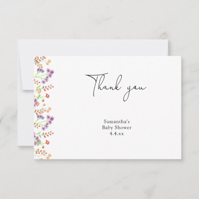 Wildflower Danke Baby Shower (Vorderseite)