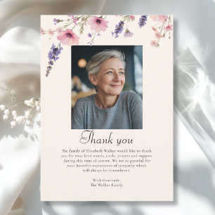 Wildflower-Dankeschön-Gedenk-Foto-Funeral-Karte Einladung