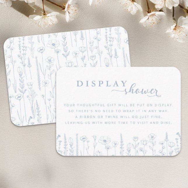 Wildflower Display Shower Baby Shower Card – Dusty Begleitkarte (Dusty Blue Display Shower Card)