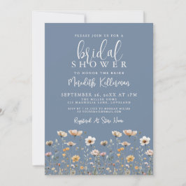 Wildflower Dusty Blue Bridal Shower Einladung