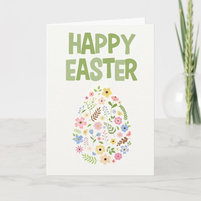 Wildflower Easter Egg Pattern Holiday Card Dankeskarte (Vorderseite)