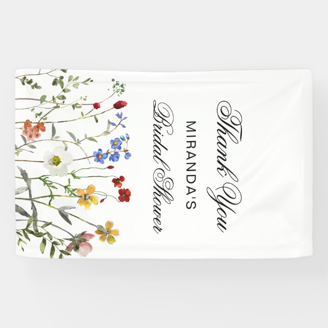 Wildflower Elegant Danke Brautparty Banner (Horizontal)
