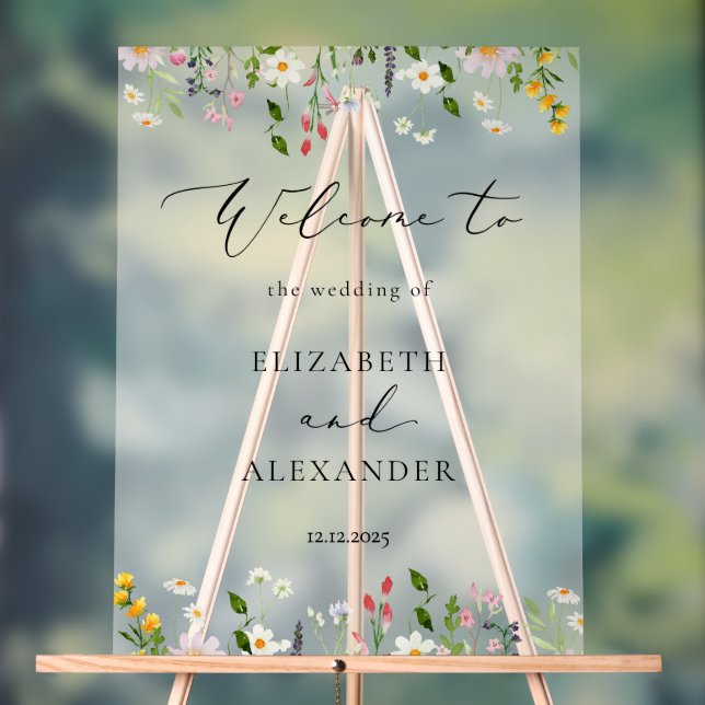  Wildflower Elegant Frosted Wedding Welcome  Acrylschild (Neutral)