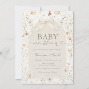 Wildflower-Elfenbein-Baby-in- Bloom-Baby-Einladung Einladung