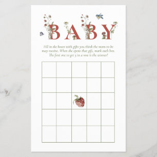 Wildflower-Erdbeer-Baby-Shower-Bingo-Spiel Flyer