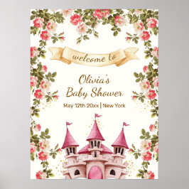 Wildflower Fairytale Castle Baby Shower Welcome  Poster