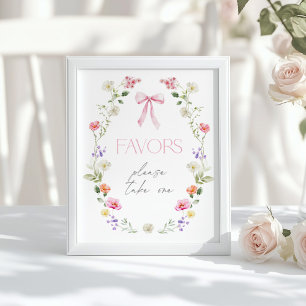 Wildflower Favors Baby in Bloom rosa Schleife Poster