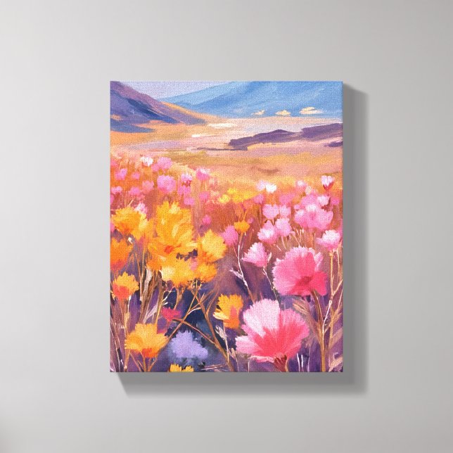 Wildflower Field | Floral Landscape Painting Leinwanddruck (Vorderseite)