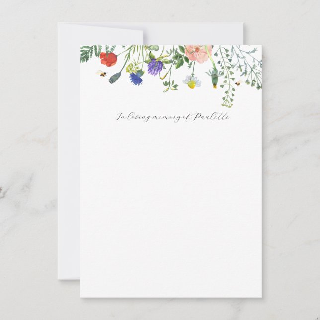 Wildflower Fields In Loving Memory Card Einladung (Vorderseite)