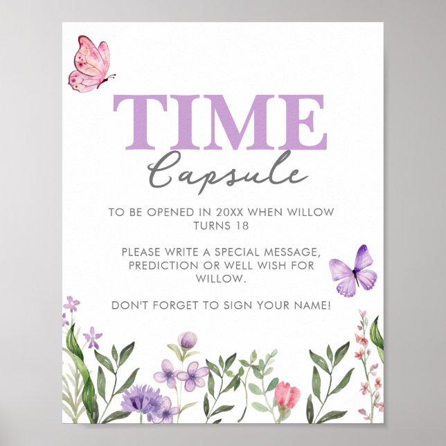 Wildflower First Birthday Time Capsule  Poster (Vorne)