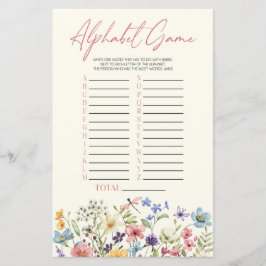 Wildflower Floral Alphabet Baby Shower Game