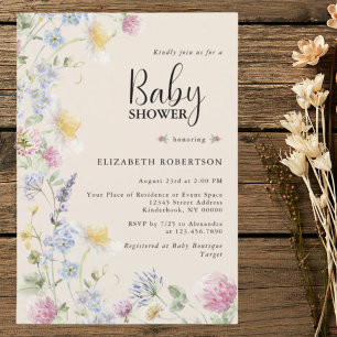 Wildflower Floral Babyparty-Einladung Einladung