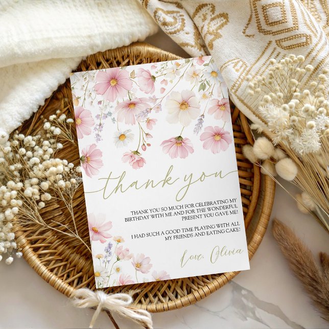 Wildflower Floral Birthday Thank You Card Einladung (Von Creator hochgeladen)