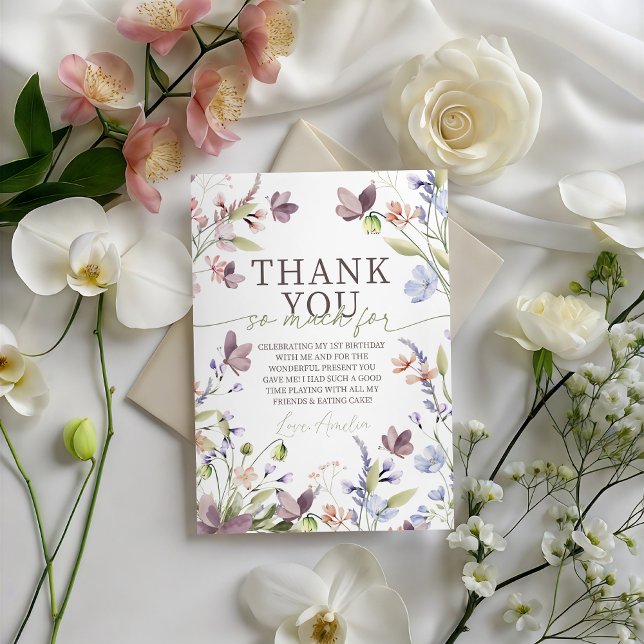 Wildflower Floral Birthday Thank You Card Einladung (Von Creator hochgeladen)