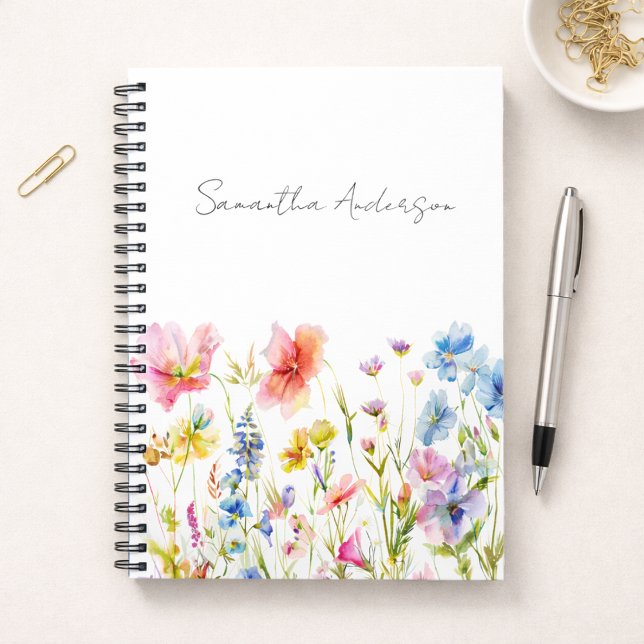 Wildflower Floral Watercolor Personalized  Notizblock (Von Creator hochgeladen)