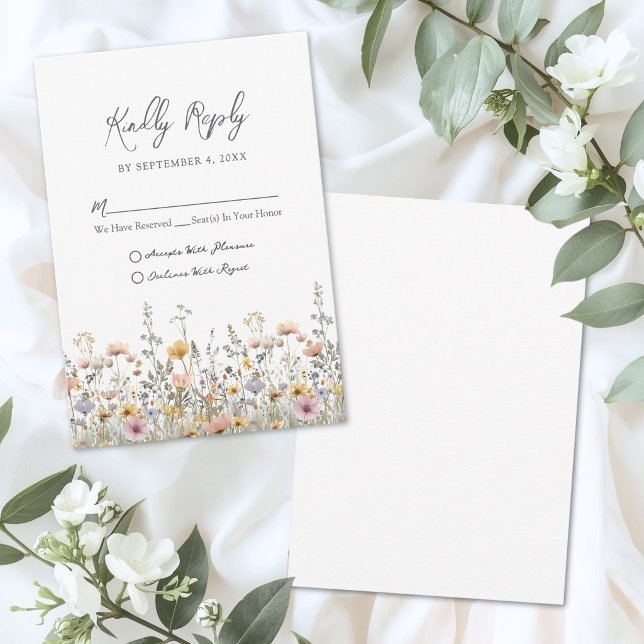 Wildflower Floral Wedding RSVP Karte (Wildflower Floral Wedding RSVP Card)