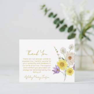 Wildflower Funeral Thank You Card Bereavement  Dankeskarte